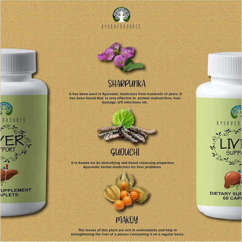 Liver Support Herbal Ayurvedic Supplement, 60 Caplets - Supports Healthy Liver with 13 Powerful Herbs, Vegan,