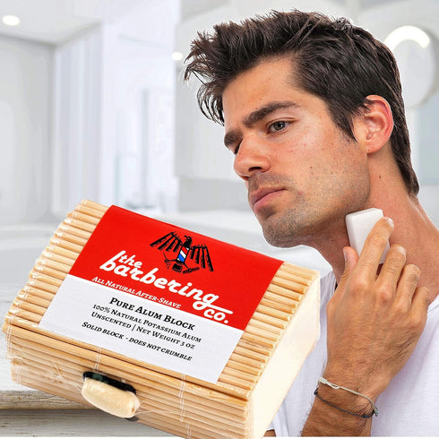 Large Alum Block in Bamboo Case | 100% Natural Potassium Alum Stone/Bar for Styptic, Anti-Ingrown Hair Aftershave for