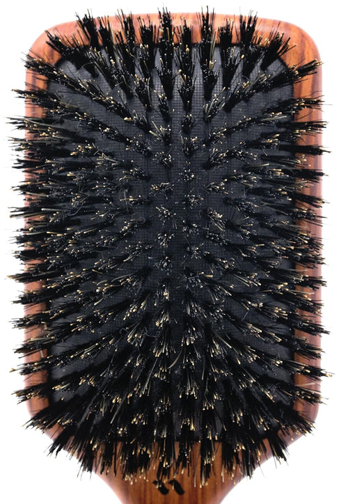 Spornette Deville Cushion Paddle Brush, Boar Bristle Hair Brush for Straightening, Smoothing, Detangling