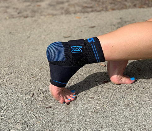 Zensah Elite Gel Sports Compression Ankle Sleeve with Removable Strap - Breathable, Lightweight, Anti-Odor, Premium
