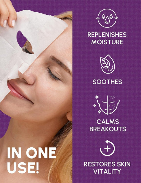 Milk Thistle Repair Mask, Korean Face Moisturizer Sheet Mask with Copper Tripeptide & Burdock Root Extract (Pack of 10