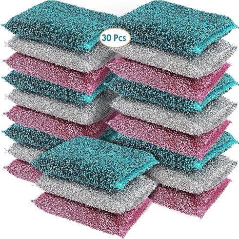 Kitchen Sponges (30 Pcs Pack) - Non Scratch Scrubbers for Cleaning Dishes - Best Dish Sponge Pads for Washing &