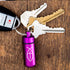 Purple Pill Case Keychain, Waterproof Metal Travel Container for Medicine Storage, Small Organizer with Christian Fish