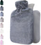 Hot Water Bottle with Soft Cover - 1.8L Large Hot Water Bag for Pain Relief, Dark Grey.