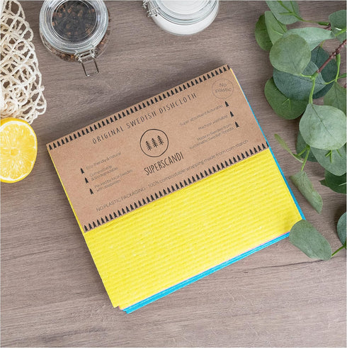 SUPERSCANDI Swedish Dishcloths - 10 Pack Eco Friendly Reusable Dish Cloths for Washing Dishes, Absorbent Rags