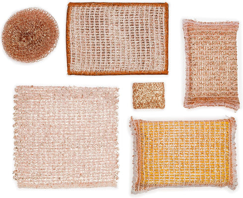 REDECKER 2-Ply Woven Copper Scrubbing Cloth, Durable Non-Abrasive Scrubber, Machine Washable, Set of 2