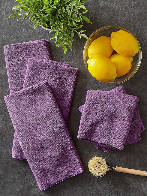 Set, 16x24, 6 DII Cleaning Collection Microfiber Dishtowel, Eggplant, Piece