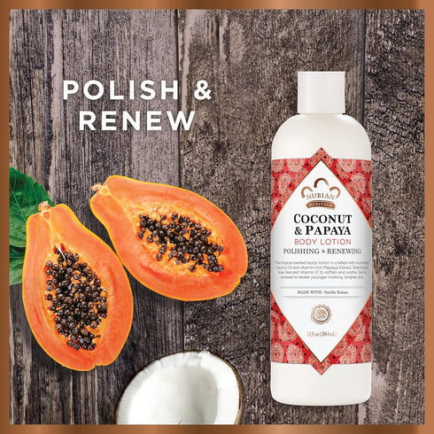 Nubian Heritage Body Lotion Coconut and Papaya for Dry Skin, Paraben Free, 13 oz
