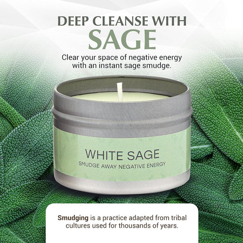 Sage & Palo Soy Wax Smudge Candles for Home Energy Cleansing, Aromatherapy, Meditation & Manifestation Gifts