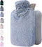 Hot Water Bottle with Soft Cover - 1.8L Large Classic Hot Water Bag for Pain Relief, Blue.