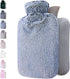 Hot Water Bottle with Soft Cover - 1.8L Large Classic Hot Water Bag for Pain Relief, Blue.