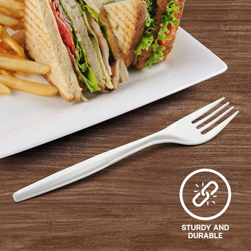 1000 Pcs Plastic Utensils Set - 500 Plastic Forks and 500 Plastic Teaspoons, Medium Weight Disposable Cutlery