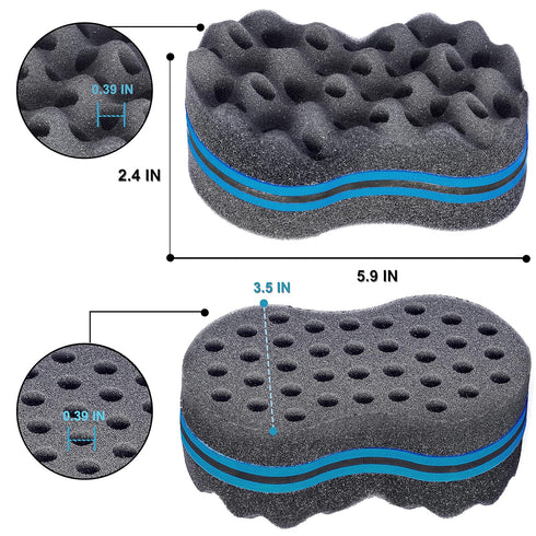 Magic Twist Hair Sponges Set, Big Holes Sponge Brush for Hair, Curling Sponge Glove for Men Women with Metal Afro Pick