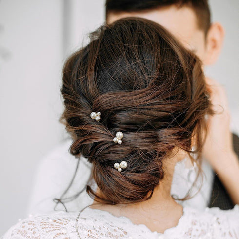 SWEETV Bridal Hair Pins, 3Pcs Pearl Bobby Pins Wedding Accessories for Women and Girls