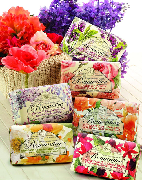 Nesti Dante Romantica Passional Natural Soap - Fiesole Gillyflower and Fuchsia, 8.8oz
