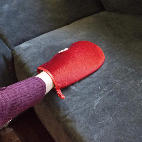 Hair Magnet Pet Fur Removal Mitt, 2-Pack, Red - Quick & Easy Cleanup for Clothing and Upholstery