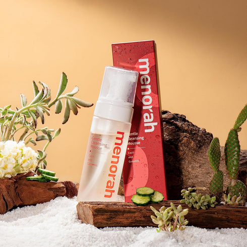 menorah skincare - Gentle Cleansing Mousse - with Cacti, Cucumis, Hydration Soothing Facial Cleanser, pH-Balanced Face Wash