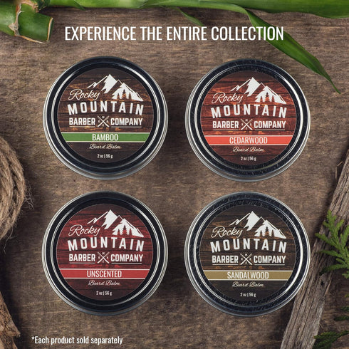 Rocky Mountain Barber Company Classic Unscented Beard Balm - 100% Natural Premium Wax Blend