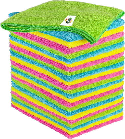 SCRUBIT 24 Pack Microfiber Cleaning Cloths, Lint Free & Streak Free Towels for House, Cars, Kitchen & Screens (12 x 16)