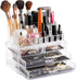 Masirs Clear Cosmetic Storage Organizer, Elegant Makeup & Jewelry Sorter for Vanity, Bathroom Counter, Transparent