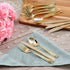 MATANA 180 Bulk Gold Plastic Silverware Set - 60 Knives, 60 Forks, 60 Spoons - Reusable Gold Cutlery for Parties &