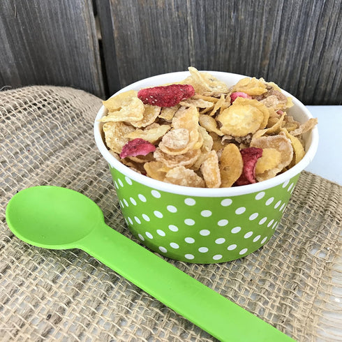 12 Ounce Disposable Paper Treat Cups, Ice Cream Bowls, Plastic Spoons, Paper Straws - Ice Cream Sundae Kit for 24,