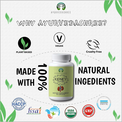 Kidney Support Herbal Supplement, 1000 MG Caplet for Healthy Kidney Function, Vegan, Gluten-Free