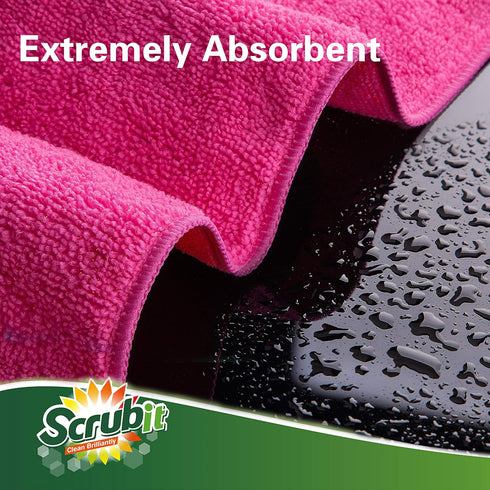 SCRUBIT 24 Pack Microfiber Cleaning Cloths, Lint Free & Streak Free Towels for House, Cars, Kitchen & Screens (12 x 16)