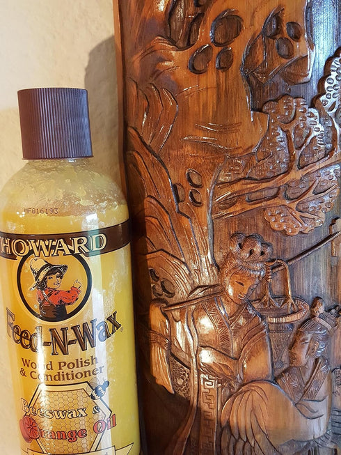 Howard Feed N Wax Wood Polish & Conditioner, Orange Oil Wood Polish, Cleaner for Furniture & Teak
