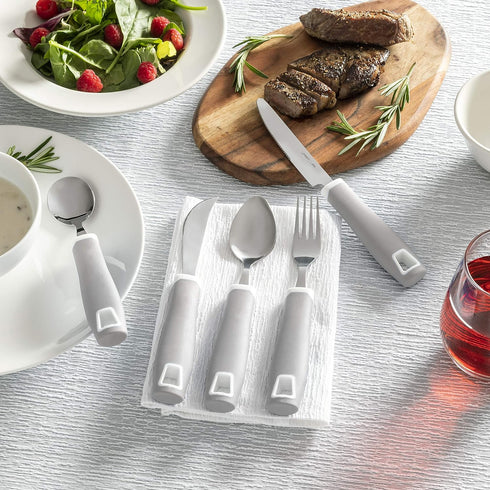 Special Supplies 5-Piece Adaptive Utensils Set, Non-Weighted, Non-Slip Handles for Hand Tremors, Arthritis, Parkinson’s