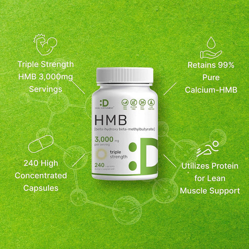 DEAL SUPPLEMENT Ultra Strength HMB Supplements - 3,000mg Per Serving, 240 Capsules | Third Party Tested | Supports