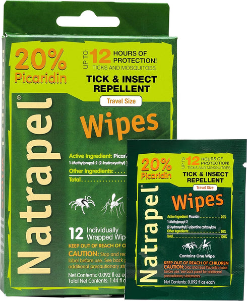 Natrapel Insect Repellent Wipes – 12 Hour Bug Repellent, Travel Wipes for Mosquitoes, Ticks & More