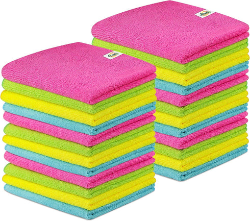 SCRUBIT 24 Pack Microfiber Cleaning Cloths, Lint Free & Streak Free Towels for House, Cars, Kitchen & Screens (12 x 16)