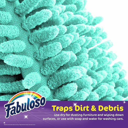 Fabuloso Microfiber Cleaning Mitt, 3 Pack, Teal, Lint-Free, Scratch-Free Cleaning Glove for Surfaces