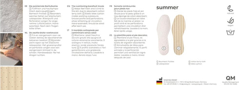 Pedag Summer Terry Cotton Sockless Insoles - Handmade in Germany, Absorbs Sweat, Washable, US Men 14/EU 47, White, 1