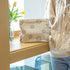 Makeup Bag for Women - Corduroy Aesthetic Design Cosmetic Tote Bag, Cute Smiley Face Pencil Case with Zipper (Beige)