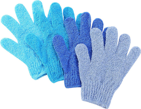 Slick Exfoliating Gloves, 4 Pcs Skin Exfoliator for Body, Bath Scrub Gloves, Shower Accessories for Women