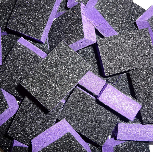 PrettyClaw 40pc Mini Disposable Nail Buffer Blocks, 80/80 Black Grit, Purple Buffing Sanding Nail File