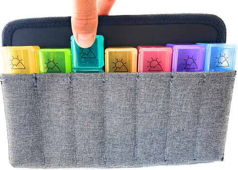 KADDY GEAR (7-Day 4-Times-A-Day) 3 Kaddy Weekly AM/PM Secure Pill Organizer Box, / Portable Travel with Large