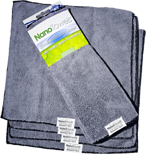 Nano Towels 4-Pack (14x14, Grey) - The Amazing Eco Cloth That Cleans Any Surface with Only Water, No More Paper Towels