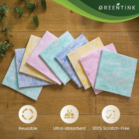 Eco-Friendly Reusable Dish Cloth Set, 24-Pk Multipurpose Kitchen Cleaning Cloth Made from Recycled Materials, 12x12 in.