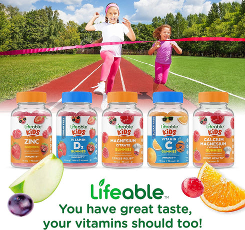 Lifeable Kids Multivitamin Gummy – Vegetarian, GMO Free – with Vitamins A, C, D, E, B6, B12, Zinc, Biotin, Folic Acid,