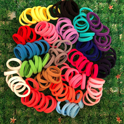 XIMA 60pcs No Crease Nylon Elastic Hair Ties Bands - Large Stretch Ouchless Ponytail Holders in White (HT007-18)