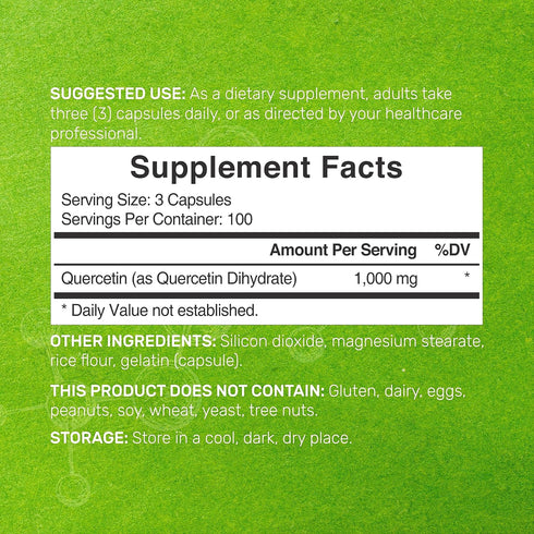 DEAL SUPPLEMENT Quercetin 1,000mg Per Serving, 300 Capsules – Healthy Immune Support, Non-GMO, Soy Free, No Gluten
