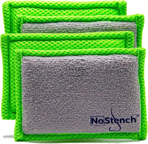 Kitchen Sponge | Odor Resistant, Non-Scratch Microfiber Mesh and Terry Cloth Sponge, Long Lasting Odor Protection | 4
