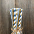 Navy Blue and Gold Foil Paper Straws, Stripe Chevron Solid, 100 Pack