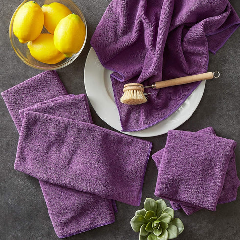 Set, 16x24, 6 DII Cleaning Collection Microfiber Dishtowel, Eggplant, Piece