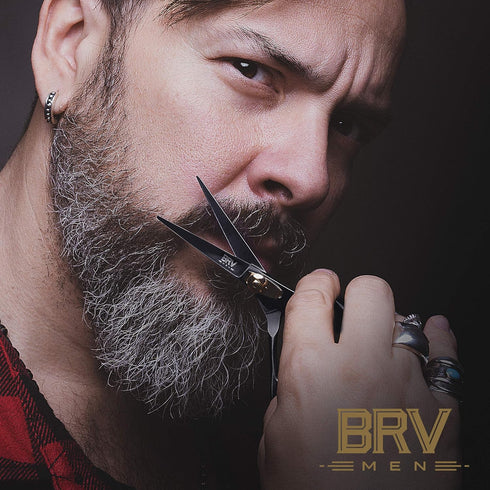 Professional Mustache & Beard Trimming Scissors - 5.5" High Carbon Stainless Steel, Razor Sharp Facial Hair Shears