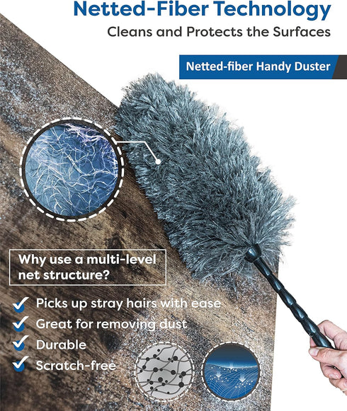 Feather Duster Kit with 5.6ft Extension Pole, 4 Washable Microfiber Dusting Brushes for Home Wall Ceiling Fan Cobweb