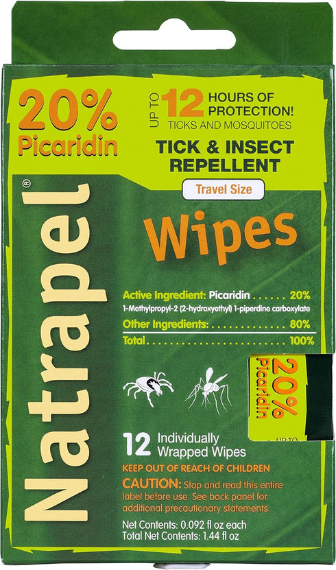 Natrapel Insect Repellent Wipes – 12 Hour Bug Repellent, Travel Wipes for Mosquitoes, Ticks & More